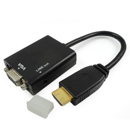 Male HDMI to Male VGA Adapter with Audio Port Black and white available